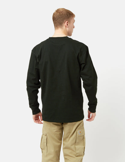 Langärmliges T-Shirt mit American Script – Dark Cedar Green