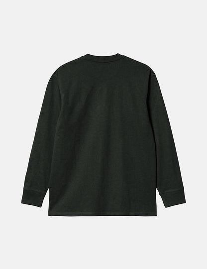 Langärmliges T-Shirt mit American Script – Dark Cedar Green