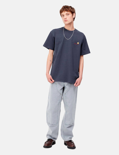 American Script T-Shirt - Enzianblau