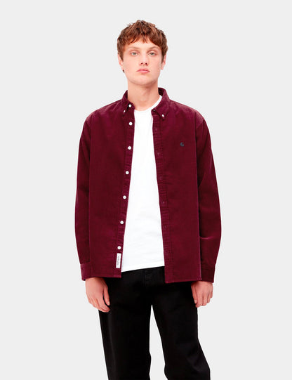 Madison Cord Hemd – Corvina Burgund/Schwarz