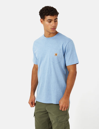 Taschen-T-Shirt (Regular) – Piscineblau meliert