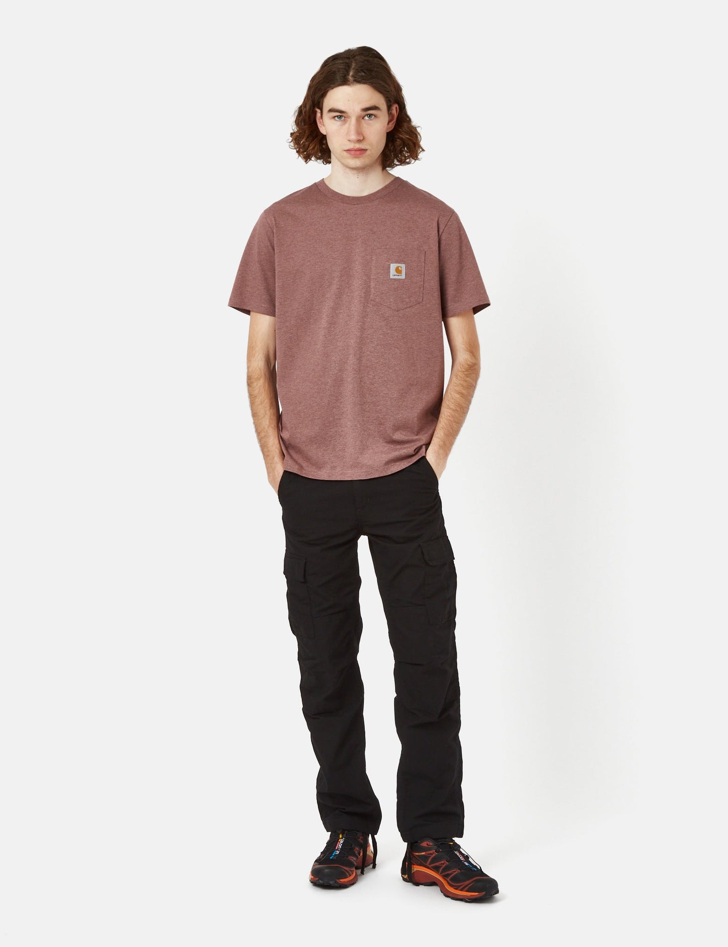 T-Shirt mit Brusttasche (regulär) – Lupinus Red Heather