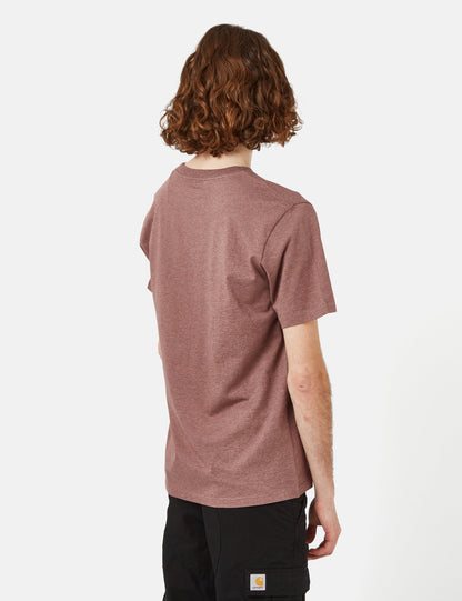 T-Shirt mit Brusttasche (regulär) – Lupinus Red Heather