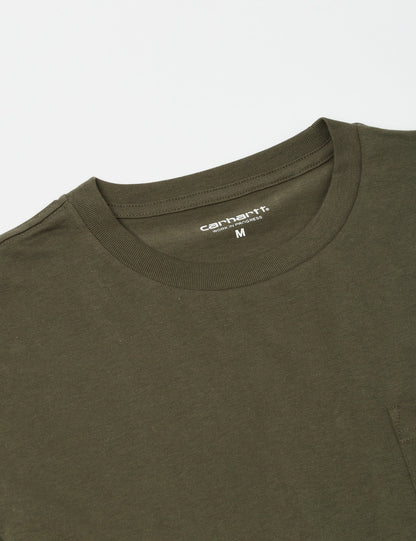 Langärmeliges T-Shirt mit Tasche – Seegrasgrün