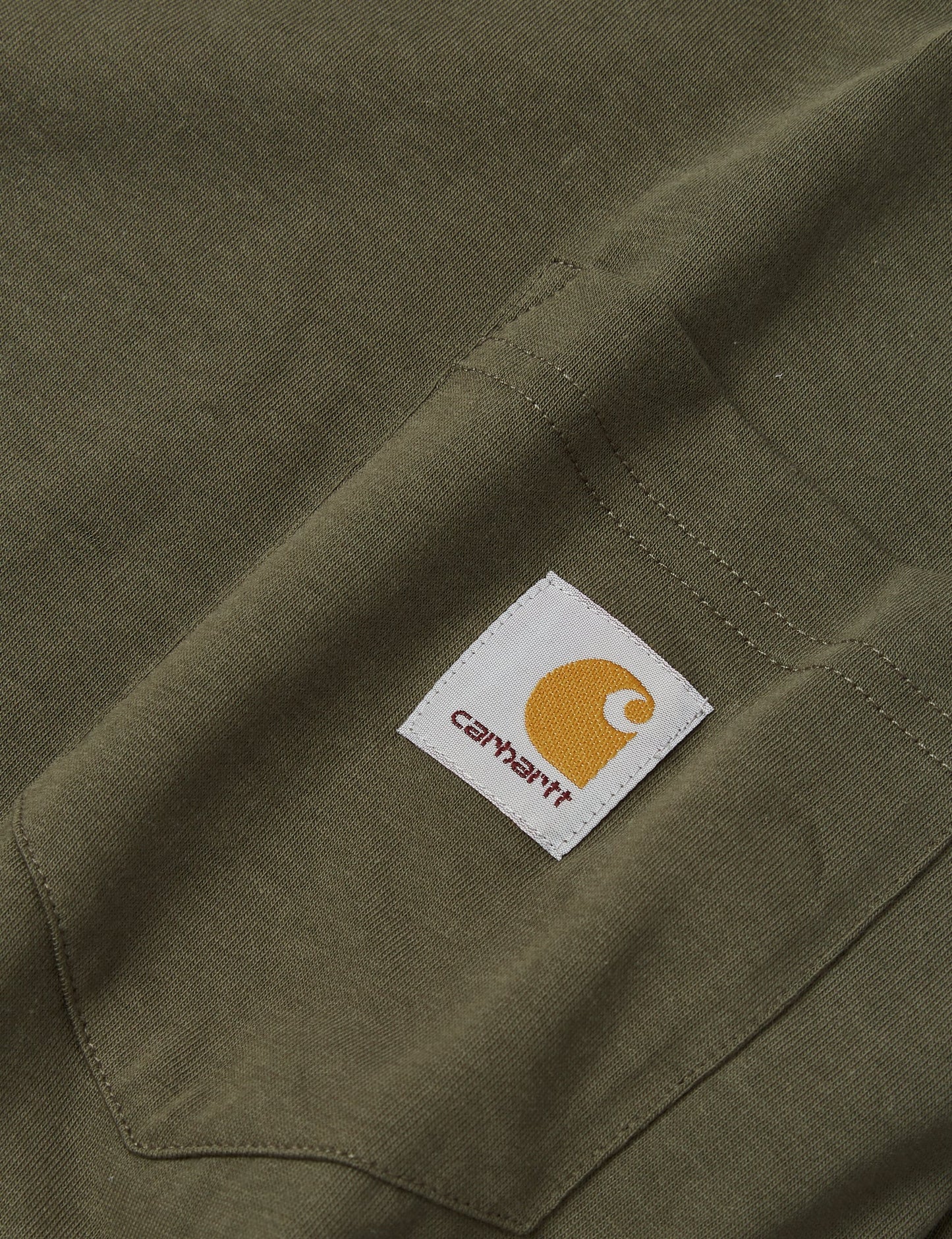 Langärmeliges T-Shirt mit Tasche – Seegrasgrün