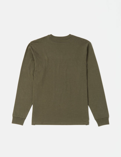 Langärmeliges T-Shirt mit Tasche – Seegrasgrün