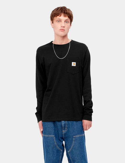 Taschen Langarm T-Shirt - Schwarz