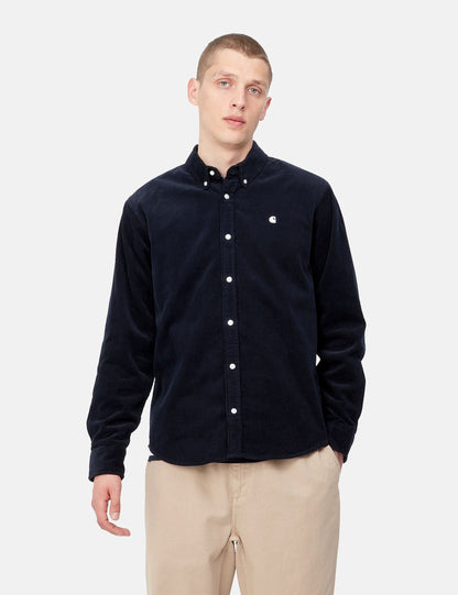 Madison Hemd (Feincord) - Dunkel Marineblau/Weiß