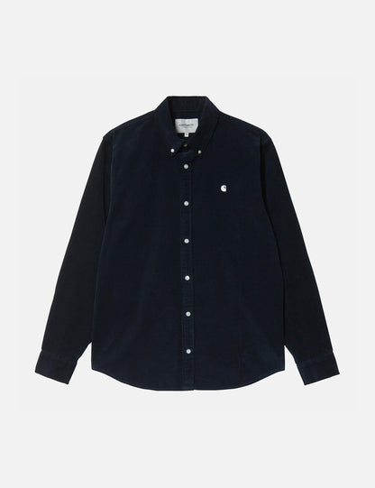 Madison Hemd (Feincord) - Dunkel Marineblau/Weiß