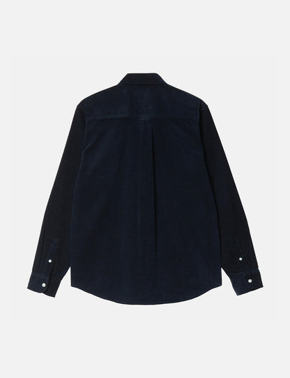 Madison Hemd (Feincord) - Dunkel Marineblau/Weiß
