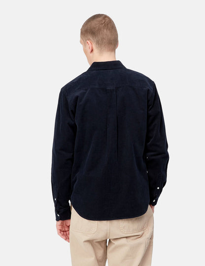 Madison Hemd (Feincord) - Dunkel Marineblau/Weiß