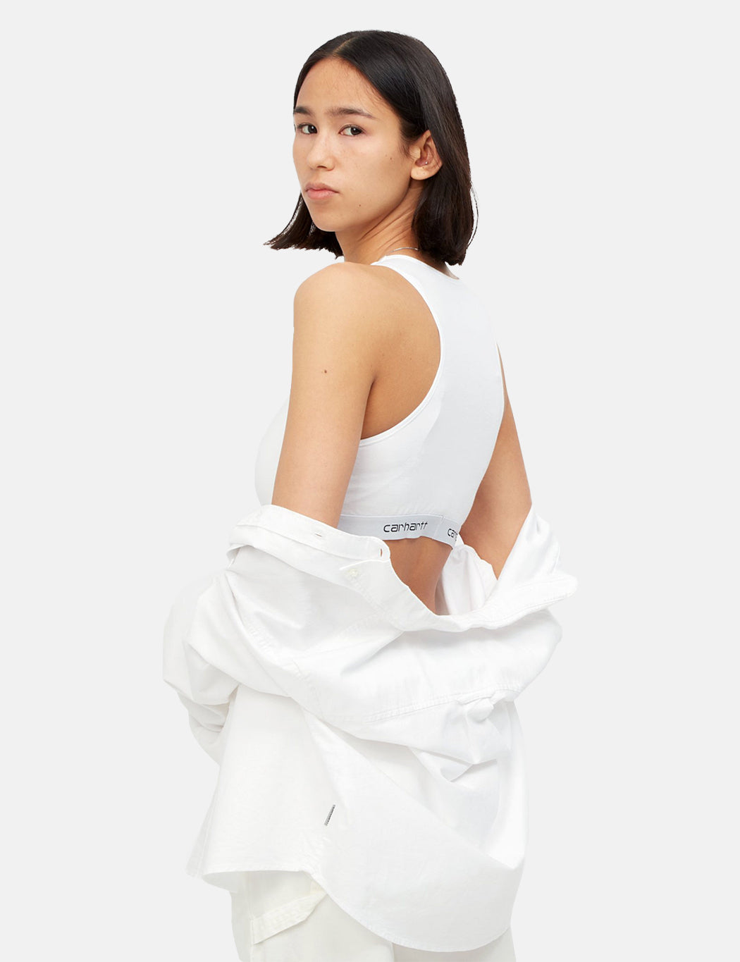 Damen Script Racer Tanktop – Weiß