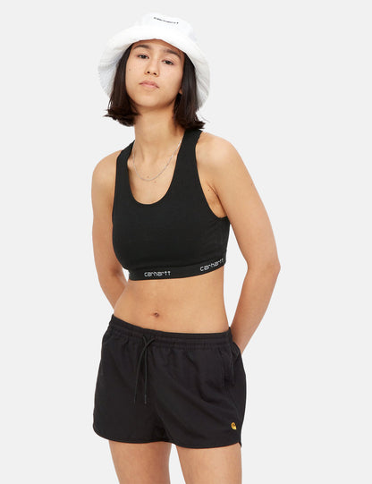 Damen Racerback-Tanktop mit Schriftzug – Schwarz