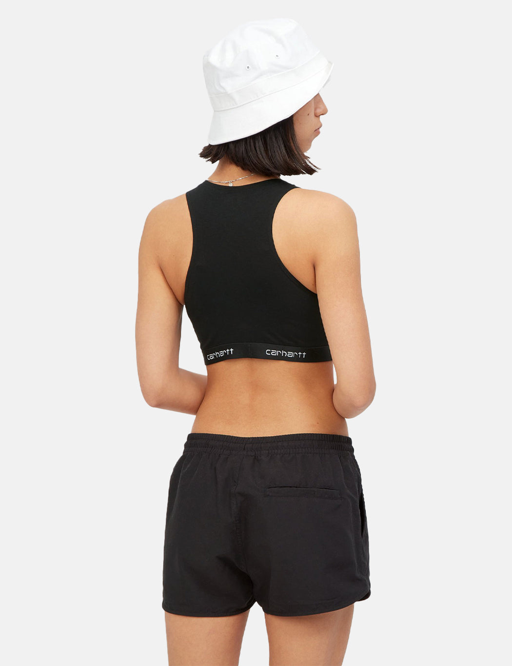 Damen Racerback-Tanktop mit Schriftzug – Schwarz