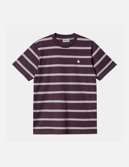 Glover Streifen T-Shirt - Dunkle Pflaume/Wax/Wax