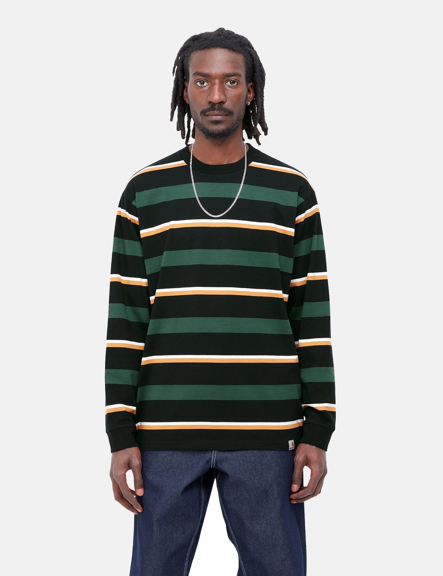Langarmshirt Bowman Stripe – Juniper Green