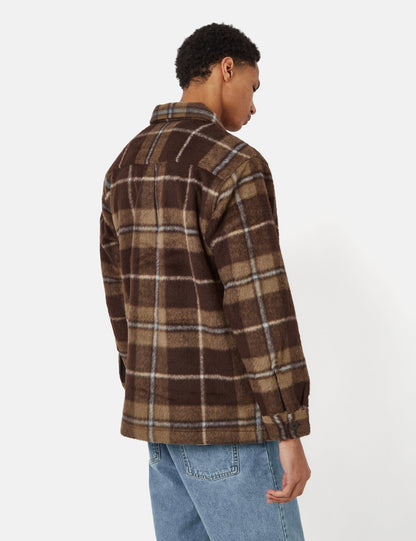 Manning Check Overshirt – Dunkles Umbra-Braun/Leder