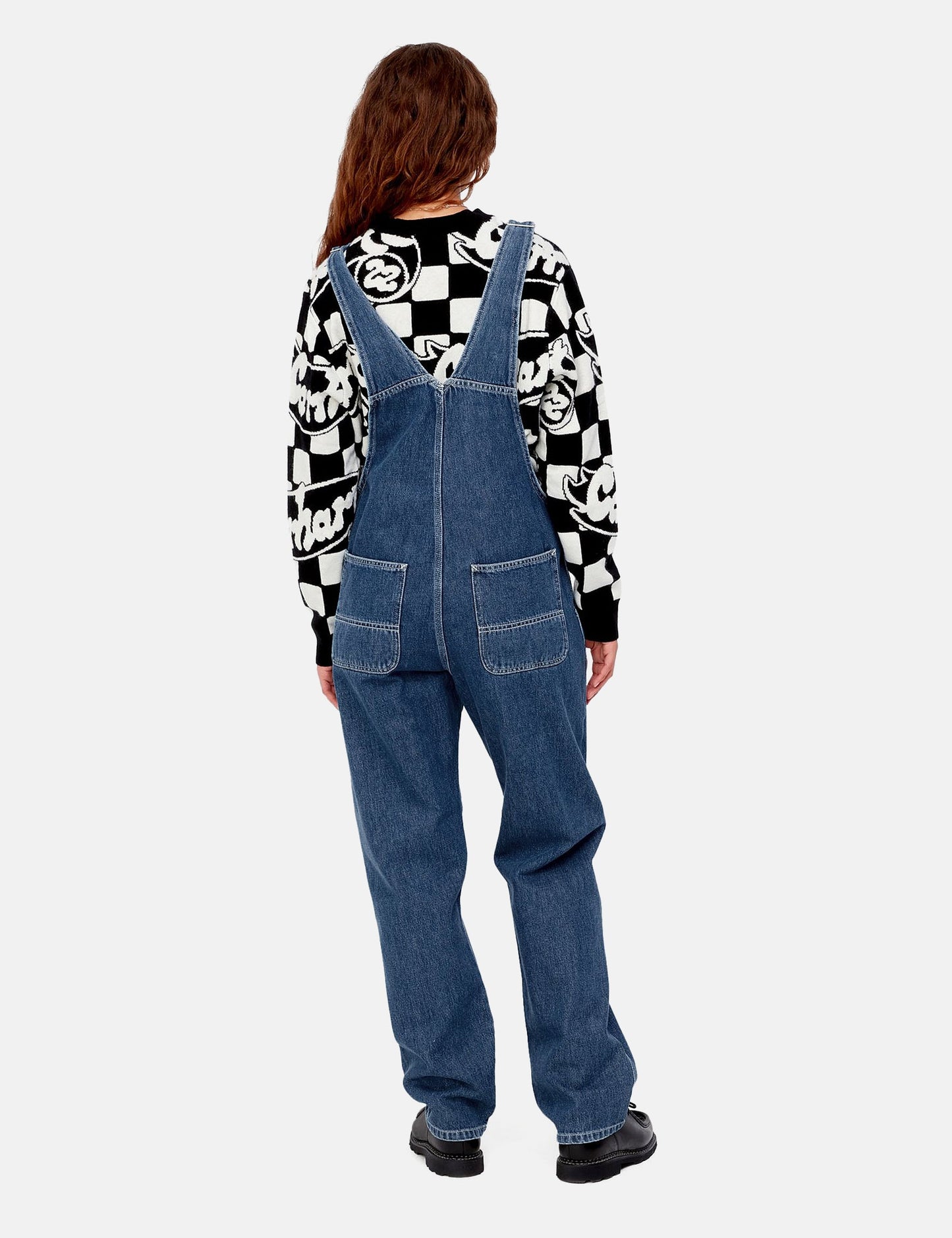Damen Latz-Jeans-Overall (gerade) - Blue Stone Washed