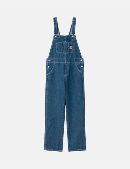 Damen Latz-Jeans-Overall (gerade) - Blue Stone Washed
