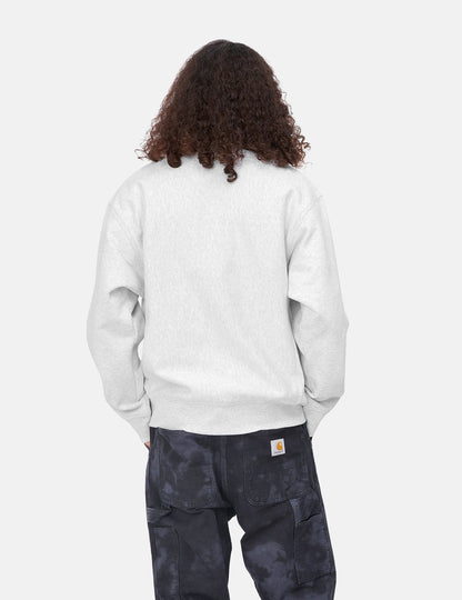 Locker-Sweatshirt – Aschgrau Meliert/Braun