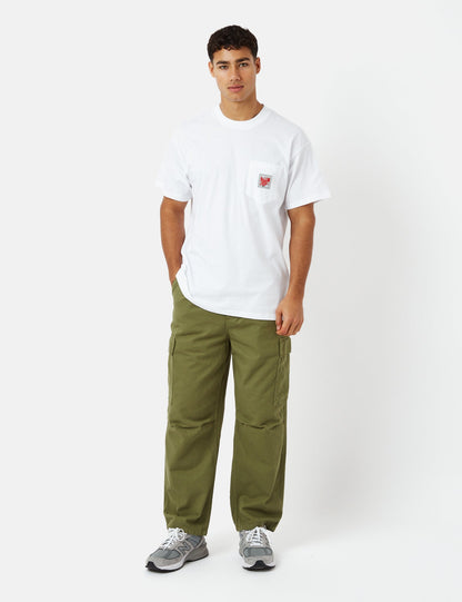 Stretch-T-Shirt mit Tasche (Regular/Bio) – Weiß