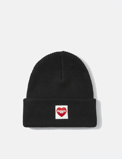 Herz-Beanie-Mütze – Schwarz