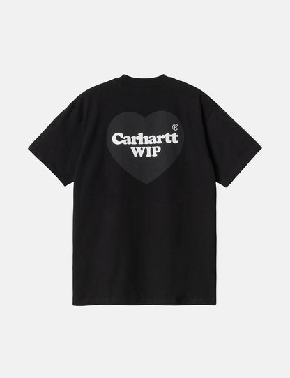 T-Shirt „Doppeltes Herz“ (Bio) – Schwarz