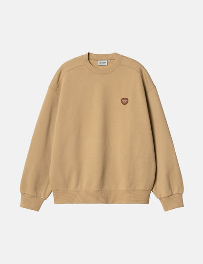 Sweatshirt mit Herz-Applikation – Dusty Hamilton Brown
