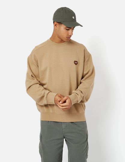 Sweatshirt mit Herz-Applikation – Dusty Hamilton Brown