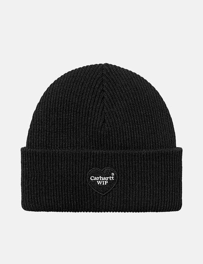 Herzbeanie-Mütze – Schwarz