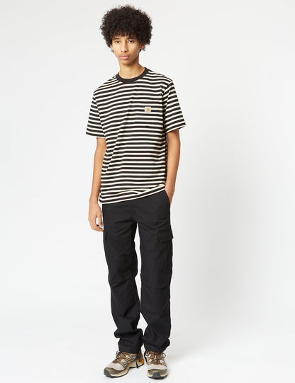 Seidler Pocket T-Shirt (Seidler Stripe) – Salt Grey/Black