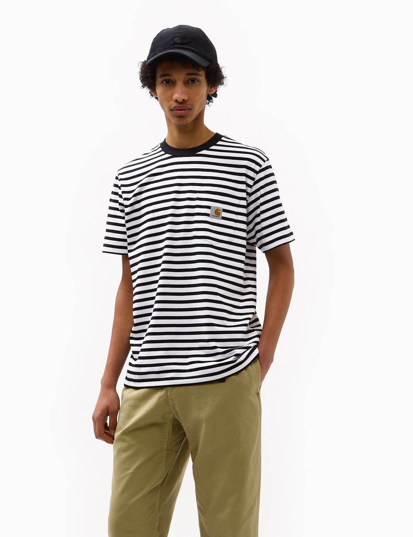 Seidler Streifen-T-Shirt mit Tasche – Schwarz/Weiß