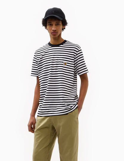 Seidler Streifen-T-Shirt mit Tasche – Schwarz/Weiß