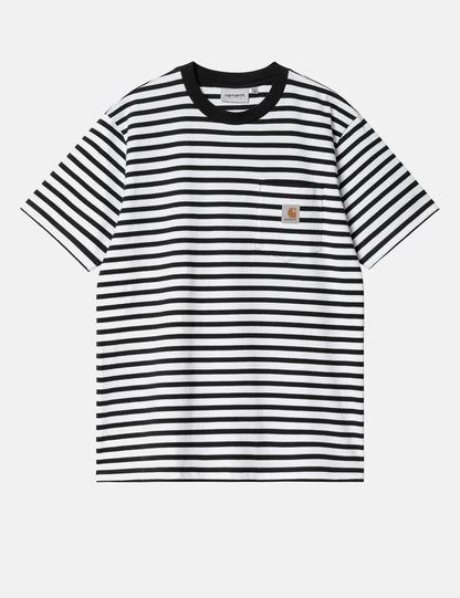 Seidler Streifen-T-Shirt mit Tasche – Schwarz/Weiß