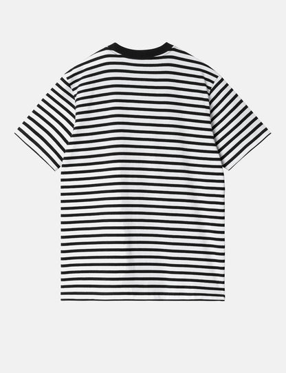 Seidler Streifen-T-Shirt mit Tasche – Schwarz/Weiß