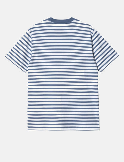 Seidler Streifen-T-Shirt mit Brusttasche – Sorrent-Blau