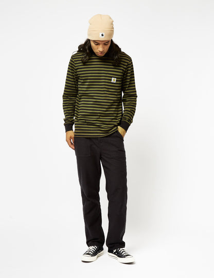 Seidler Langarm-T-Shirt mit Tasche (Seidler Stripe) – Highland Green