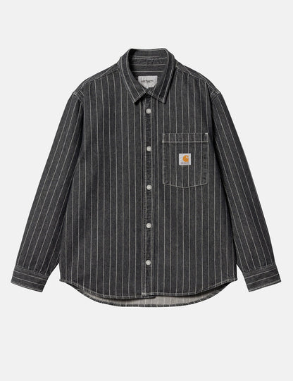 Orlean Streifen-Overshirt (100 % Baumwollpopeline) – Schwarz