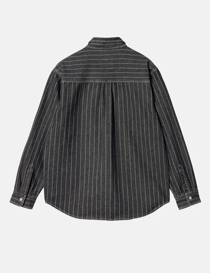 Orlean Streifen-Overshirt (100 % Baumwollpopeline) – Schwarz