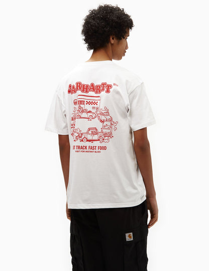 Fast-Food-T-Shirt (locker) – Weiß/Rot