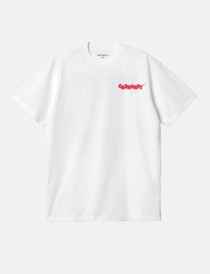 Fast-Food-T-Shirt (locker) – Weiß/Rot
