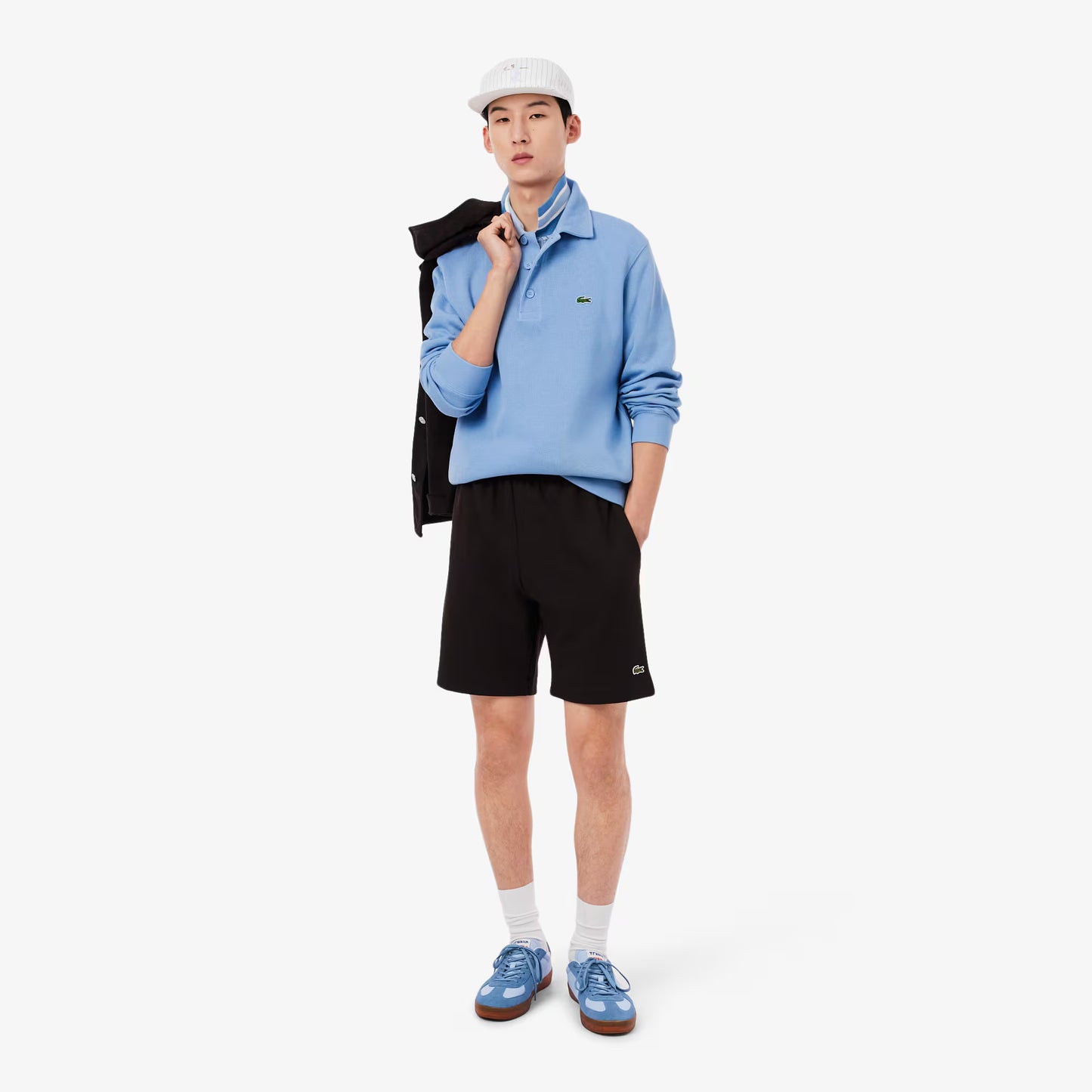 Geripptes Baumwoll-Polo-Sweatshirt