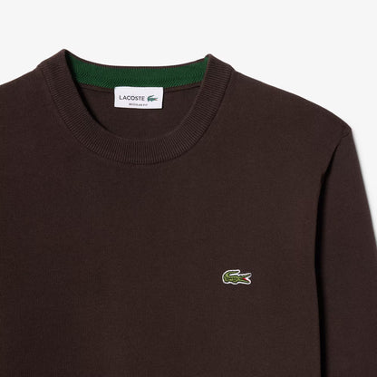 Einfarbiger Baumwollpullover mit Rundhalsausschnitt
