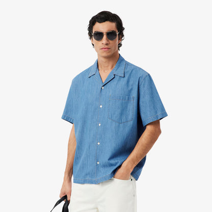 Relaxed Fit Jeanshemd mit offenem Kragen