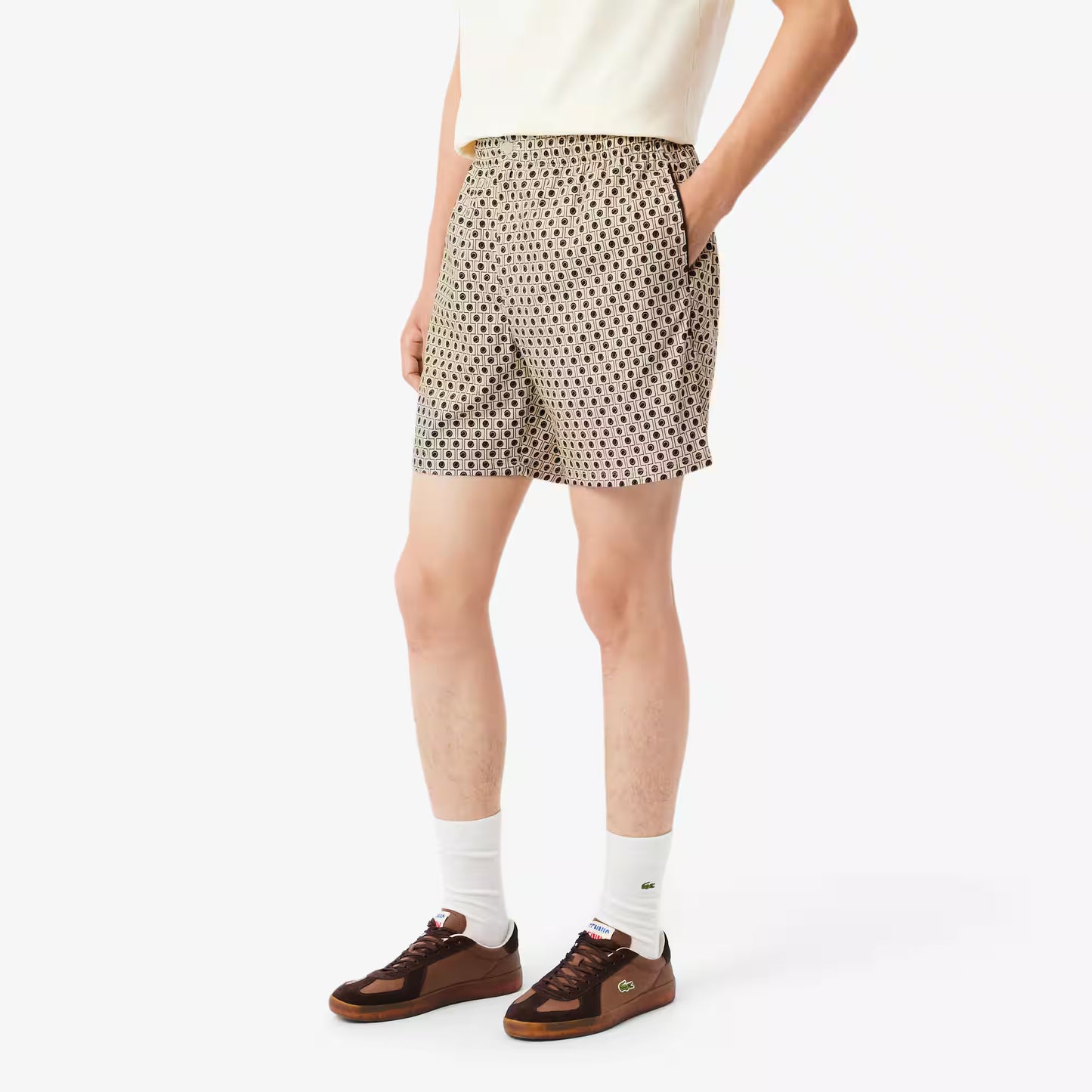 Bermudas aus Baumwollmischung mit Print und lockerer Passform