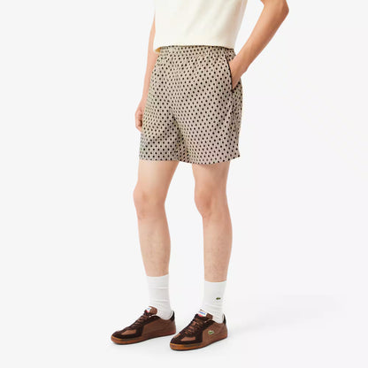 Bermudas aus Baumwollmischung mit Print und lockerer Passform