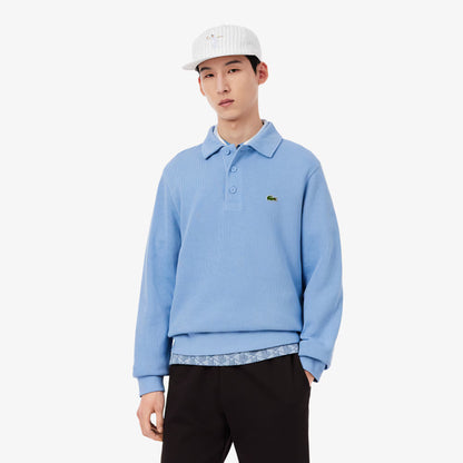 Geripptes Baumwoll-Polo-Sweatshirt