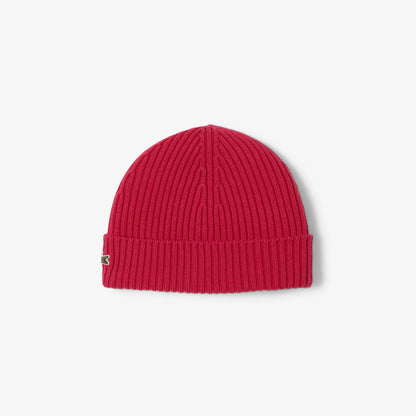 Rippstrick-Beanie aus gebürsteter Wolle