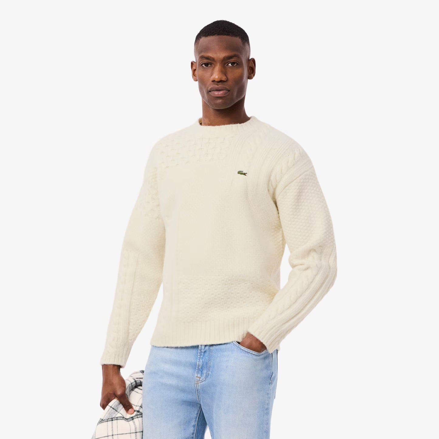 Pullover aus Wolle mit Patchwork-Effekt im Relaxed Fit