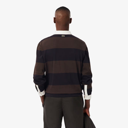 Relaxed Fit Striped Rugby Polo Shirt